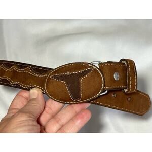 Bull head boys belt made in Mexico rodeo double suede country cowboy western sm